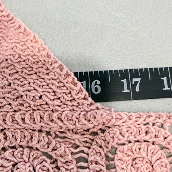 Crochet Fringe Halter Crop Top Womens sz S Boho Summer Festival Beach - Picture 9 of 10